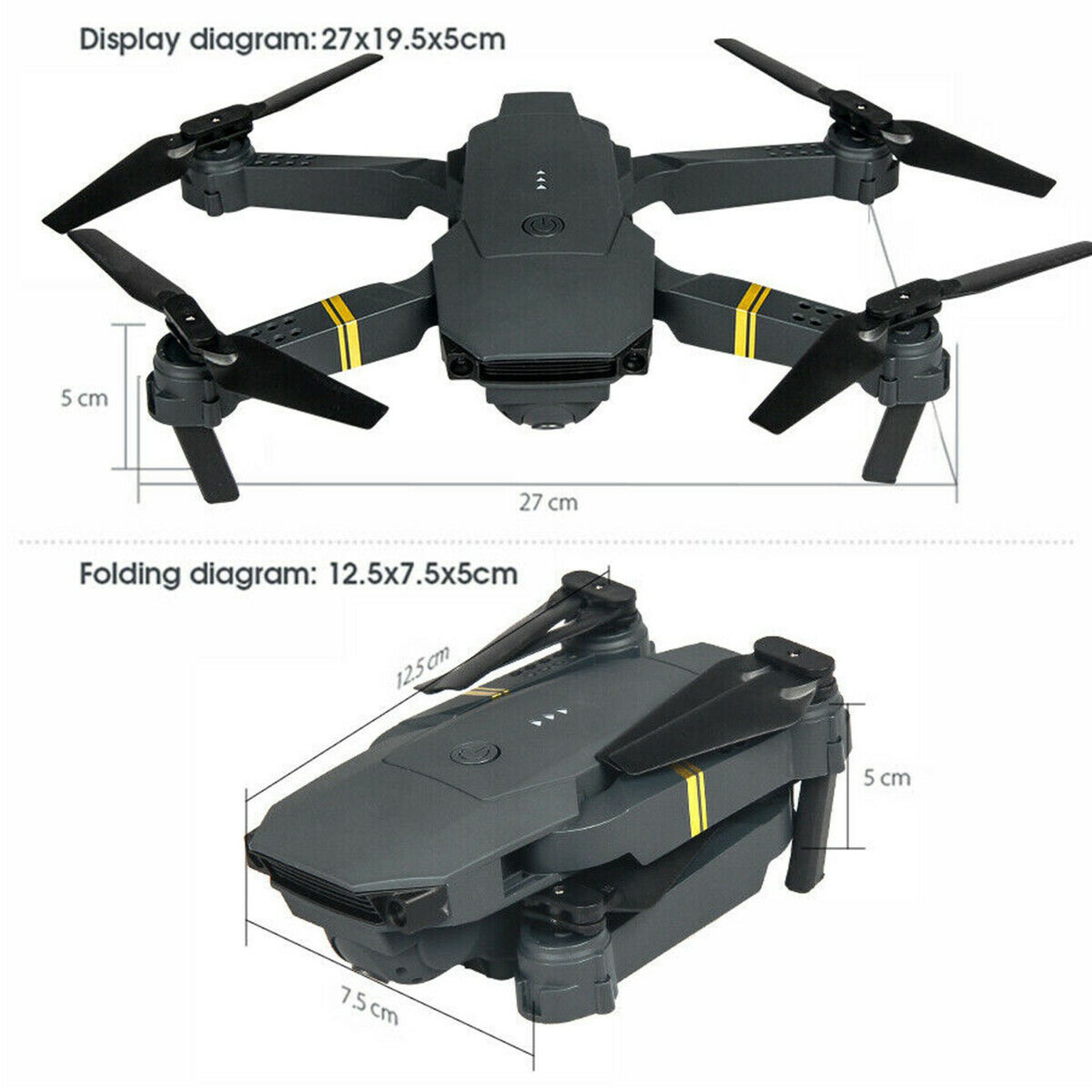 NEW & UNUSED DRONE X PRO WIFI FPV 1080p HD CAMERA FOLDABLE RC QUADCOPTER + CASE/ BAG *NO VAT* - Image 3 of 11