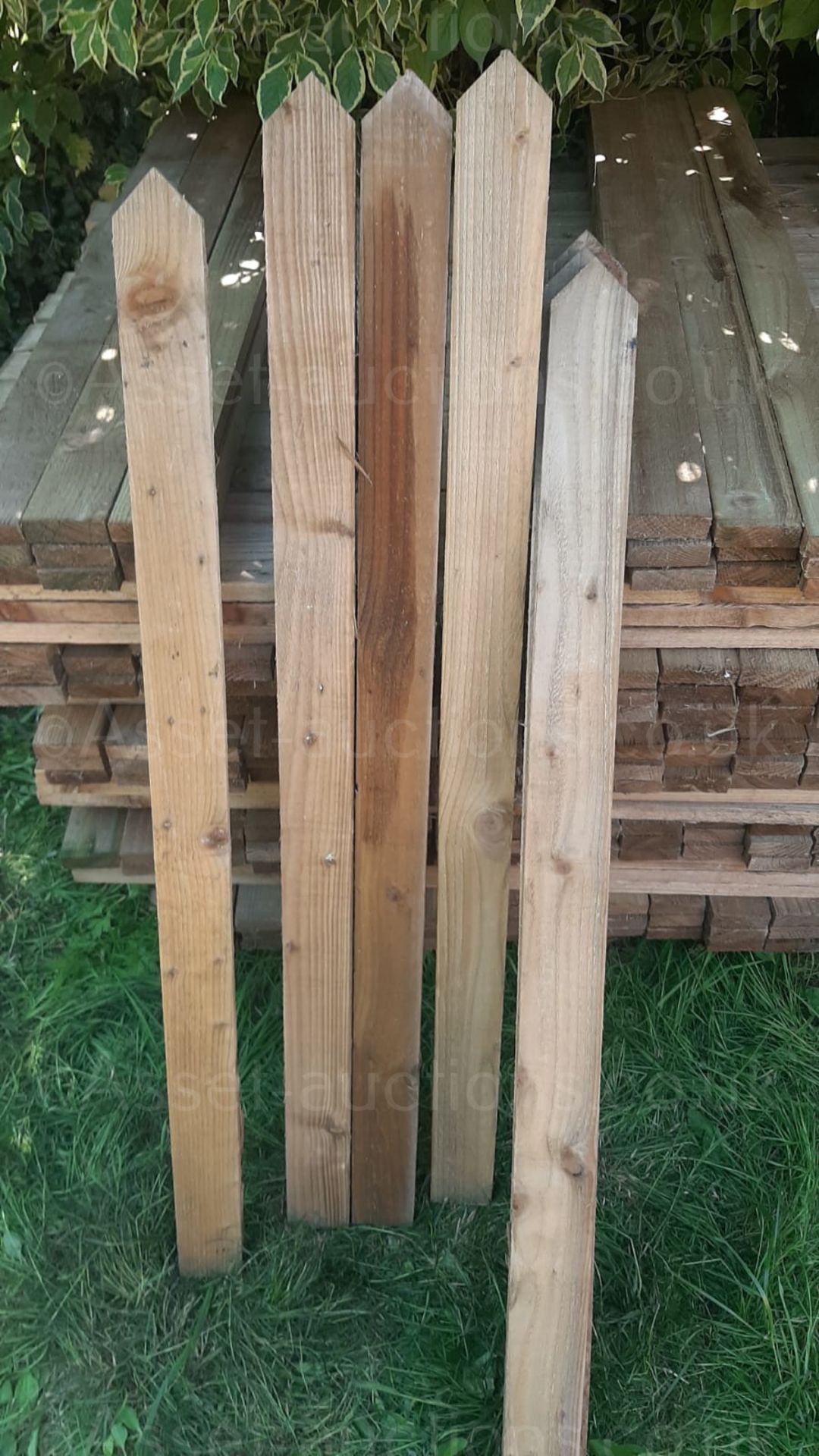 100 PICKET FENCE PALES POINT TOP 120 x 75 X 22mm, ALL NEW AND TREATED *NO VAT*