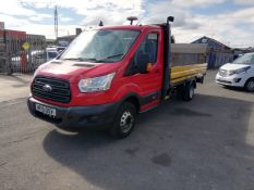 2015 FORD TRANSIT 350 RED DROPSIDE, 127K MILES, 14ft BODY WITH TAIL LIFT, 2.2 DIESEL *PLUS VAT*