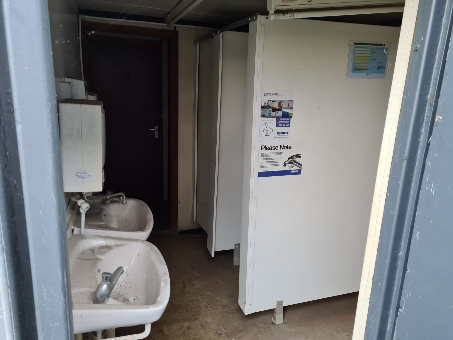 GREY 16ft x 9fT TOILET CABIN, HEATERS, LIGHTS, LOCKING DOORS, SOLD AS IS, EX SITE REMOVAL *PLUS VAT* - Image 4 of 4
