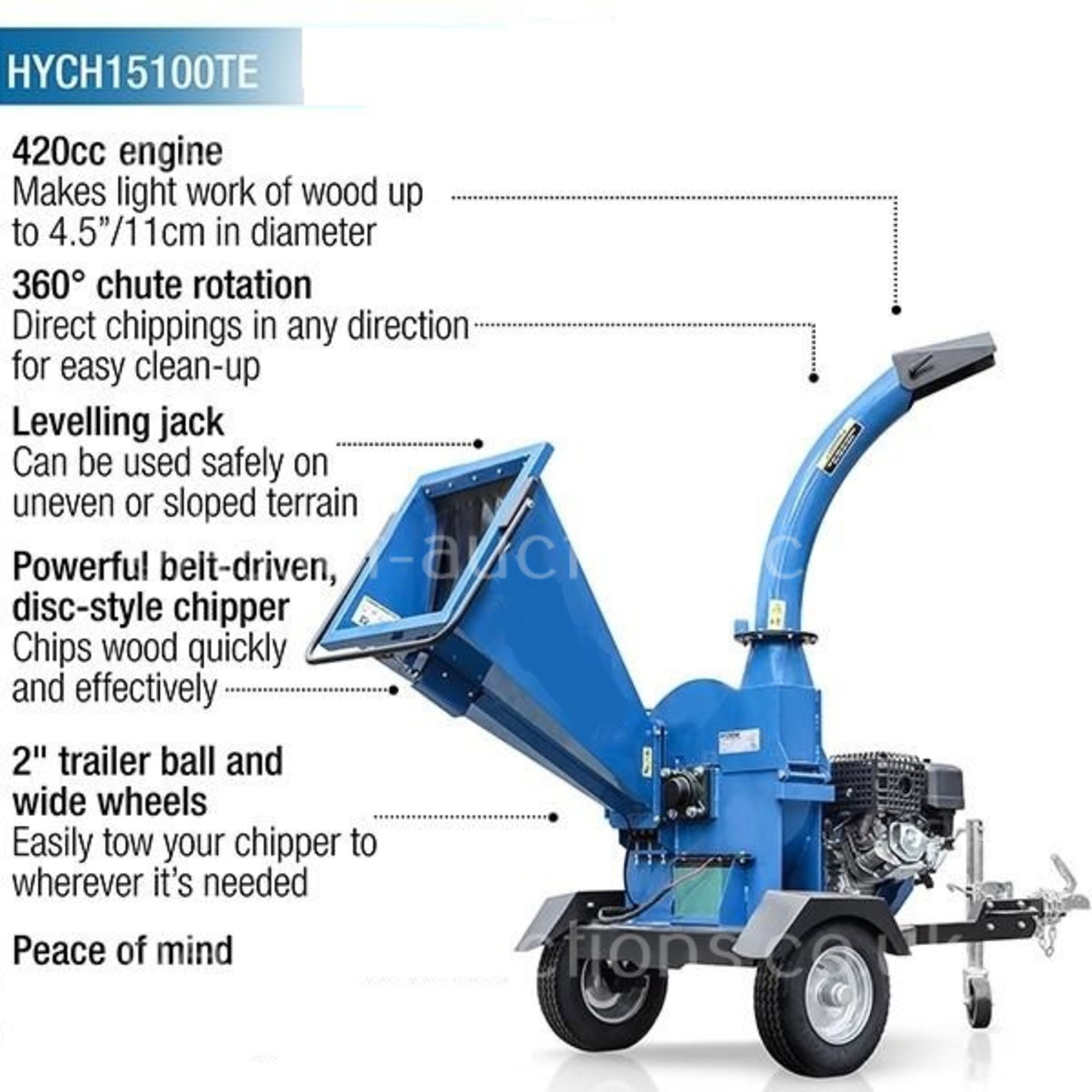 NEW AND UNUSED 15100TE 420cc 4.5" TOWABLE PETROL WOOD CHIPPER, RRP OVER £2400 *PLUS VAT* - Image 5 of 10
