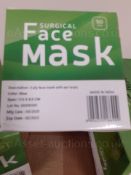 2000 x SURGICAL FACE MASKS - ONE CARTON OF 40 BOXES, EACH BOX = 50 MASKS (2000 TOTAL)