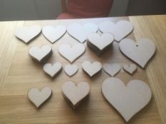 20 x BOXES OF MDF 3mm ASSORTED HEARTS, EACH BOX IS 2kg *NO VAT*