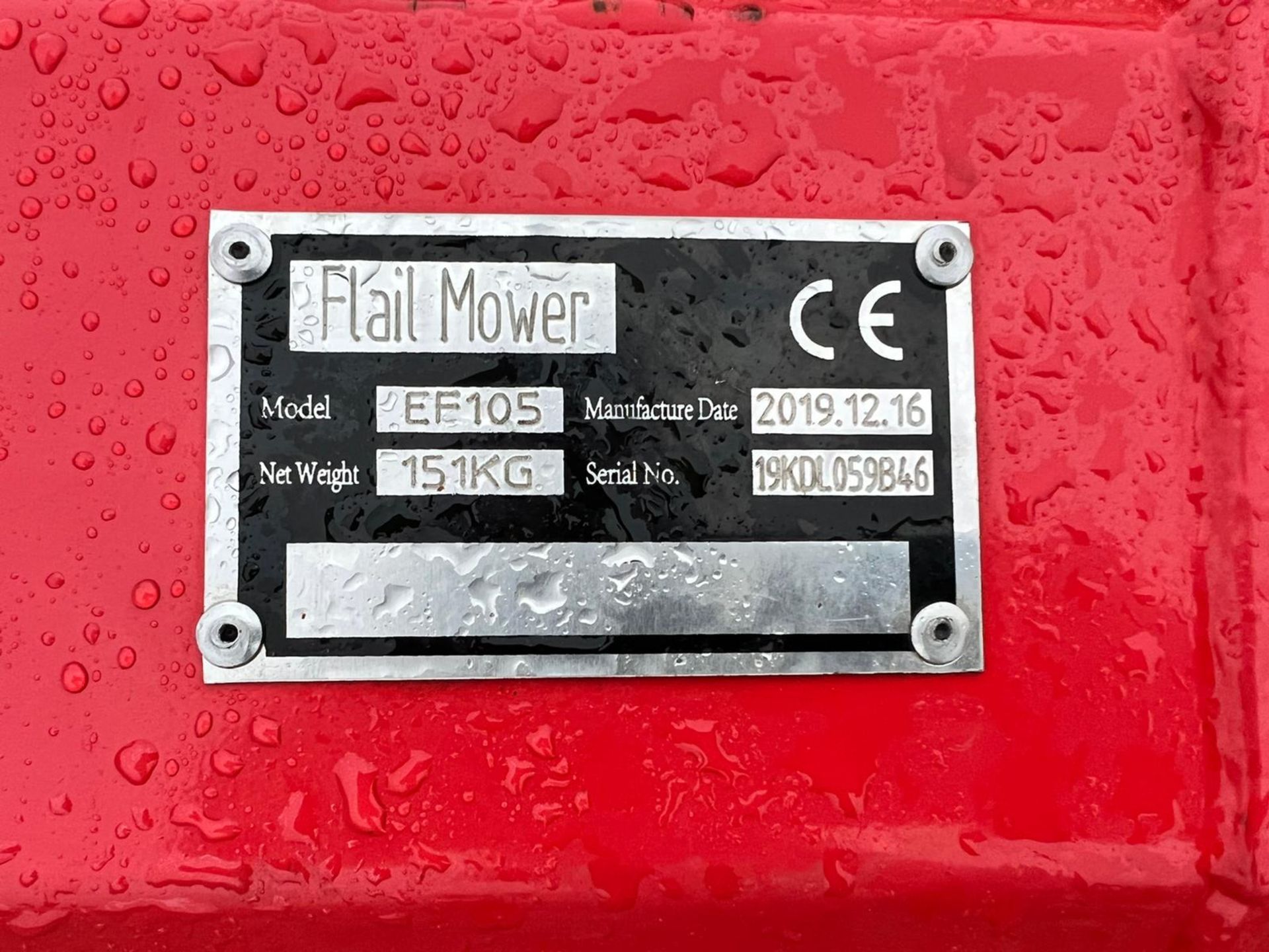 2019 EF105 FLAIL MOWER, IN WORKING ORDER, ONLY USED A HANDFUL OF TIMES, PTO DRIVEN *PLUS VAT* - Image 8 of 8