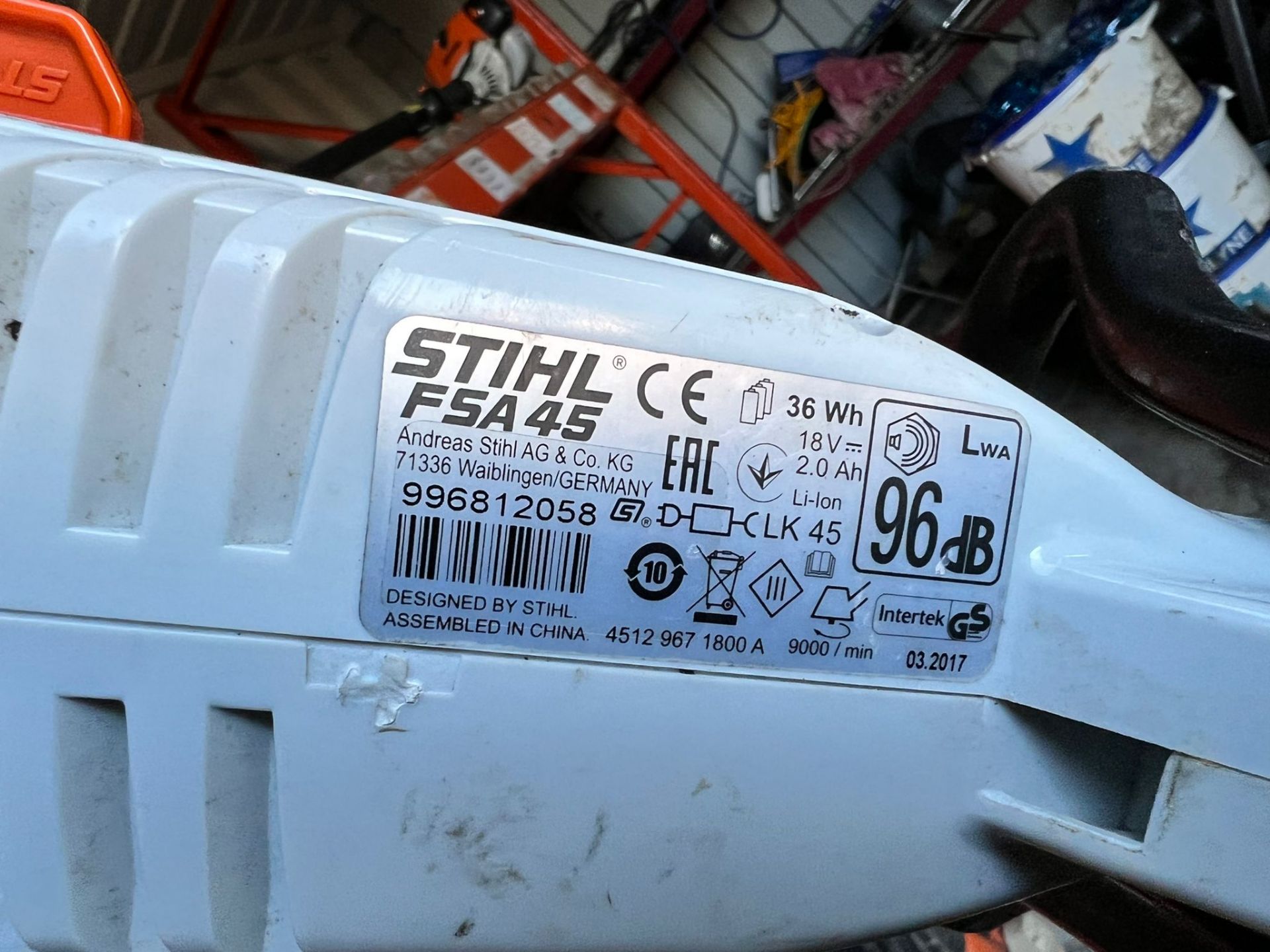 2017 STIHL FSA 45 CORDLESS HANDHELD STRIMMER, MANUFACTURED 3/2017, NO CHARGER *PLUS VAT* - Image 5 of 7