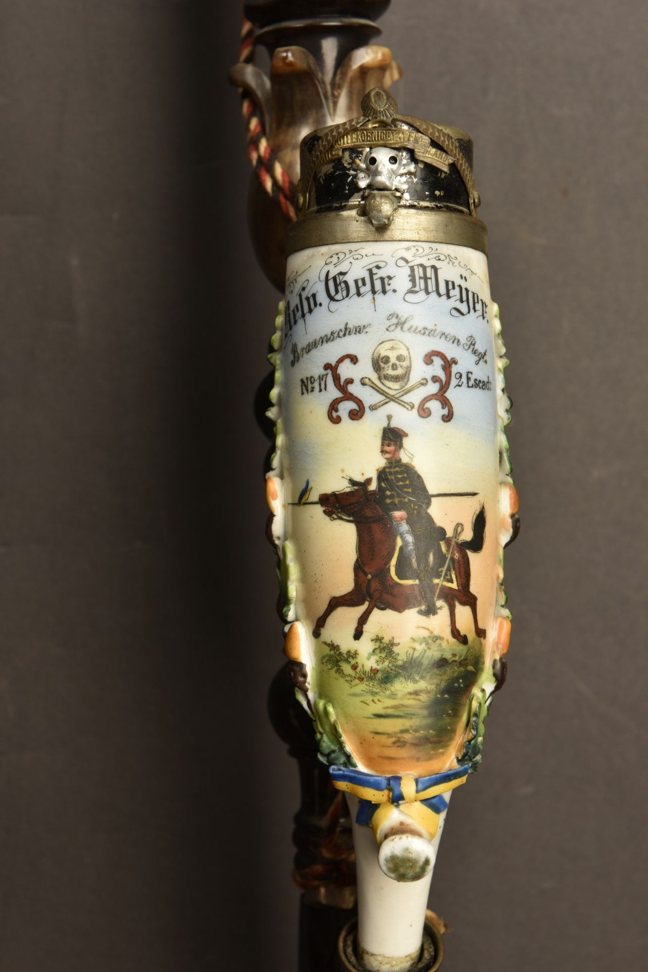 Pipe de reserviste du 17eme Hussards de Brunswick. Brunswick 17th hussars porcelan reservist pipe. B - Image 4 of 4