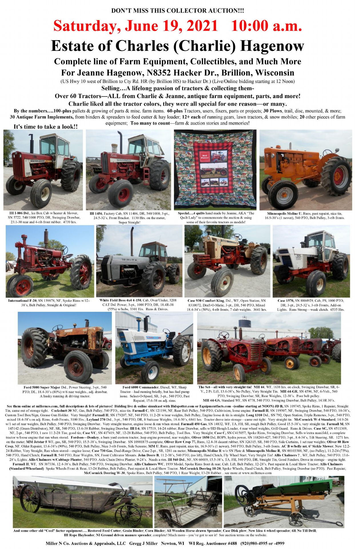 International, Oliver, White, Case, Minneapolis Moline, and More Tractors