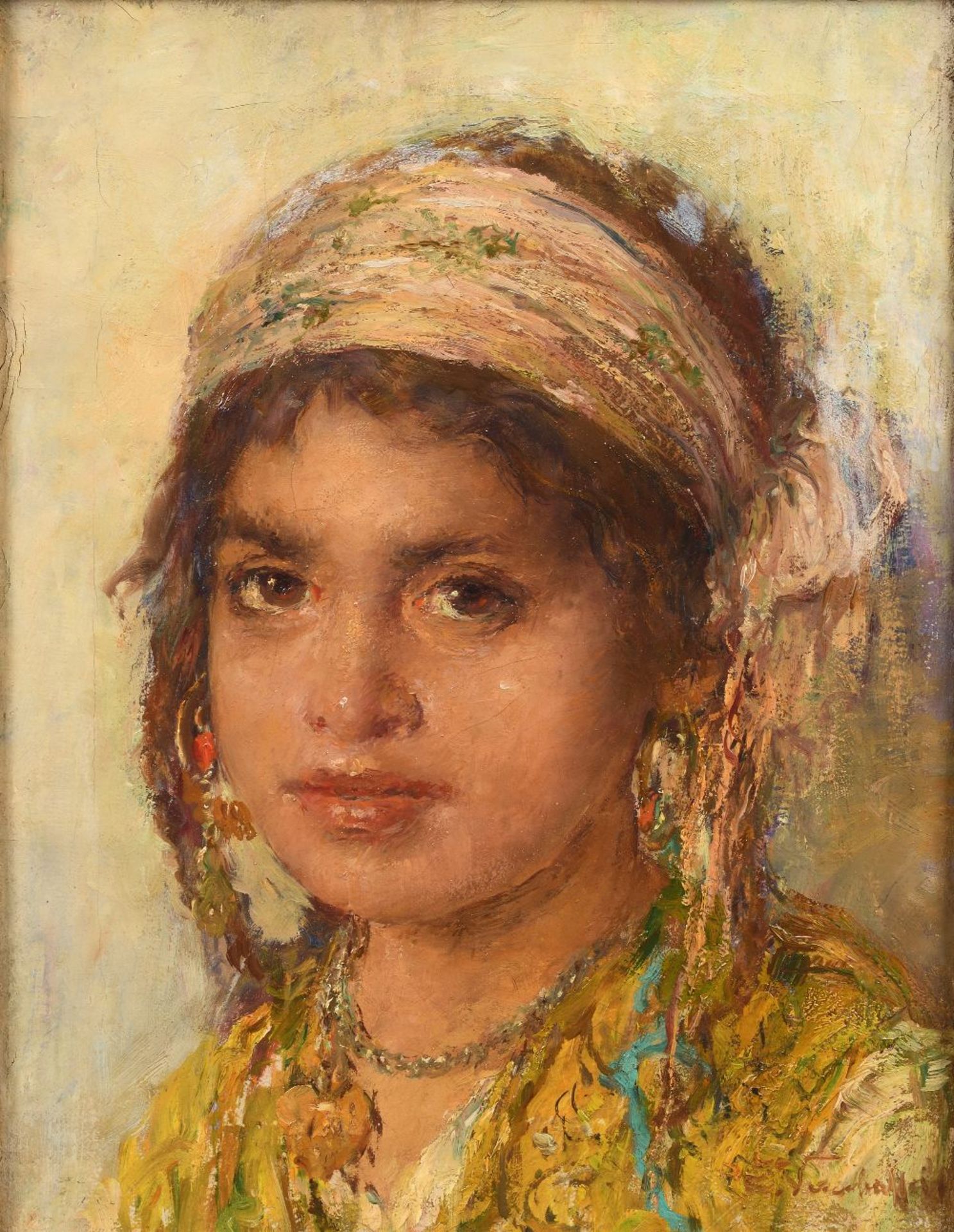 Edouard VERSCHAFFELT (Gand 1874- Bou Saâda 1955)Portrait de jeune filleHuile sur toile d'origine