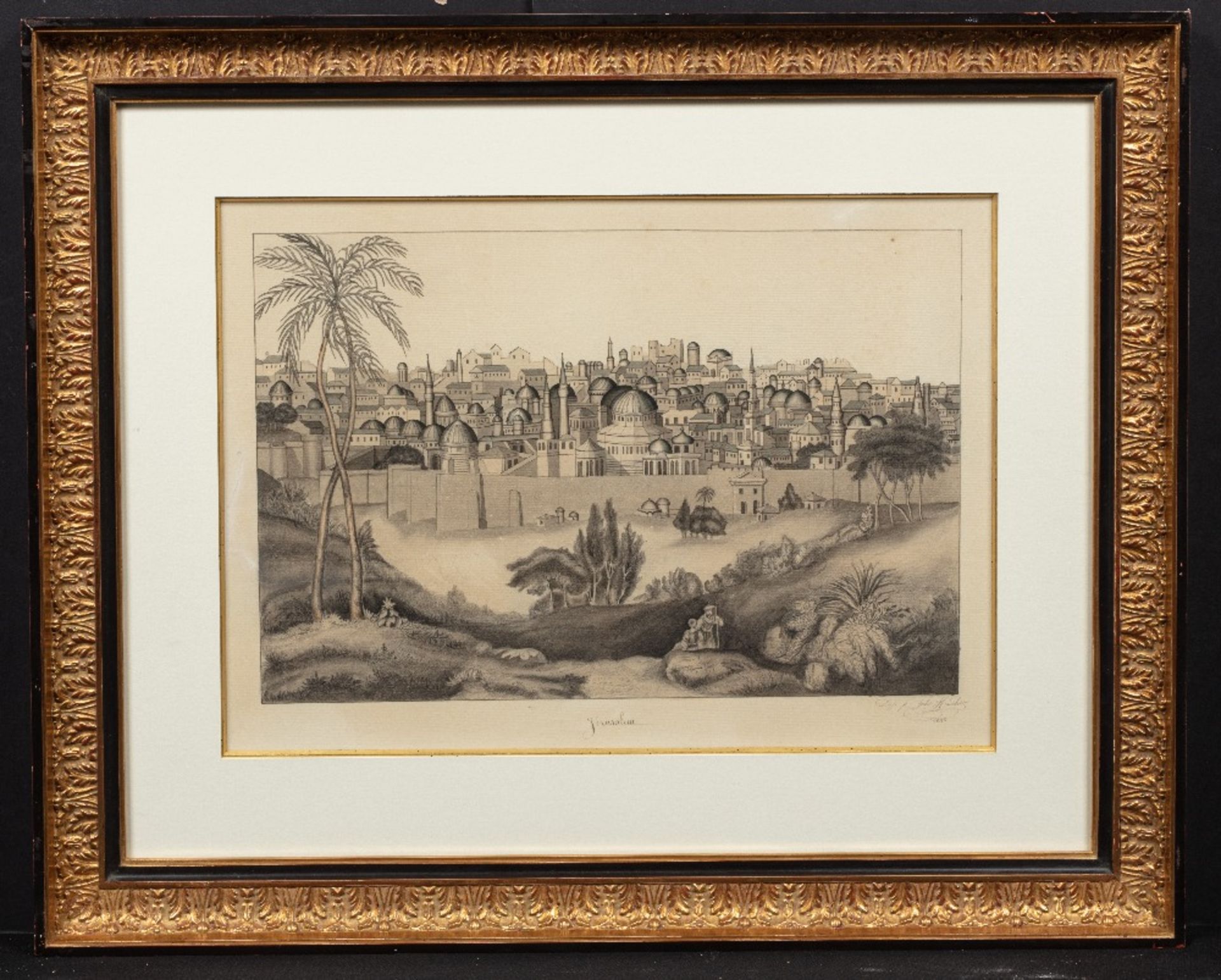 Jules HEUDEBERT (Actif au XIX ème siècle)Vue de JérusalemTrait de plume, encre et lavis d'encre 33 x - Image 2 of 2