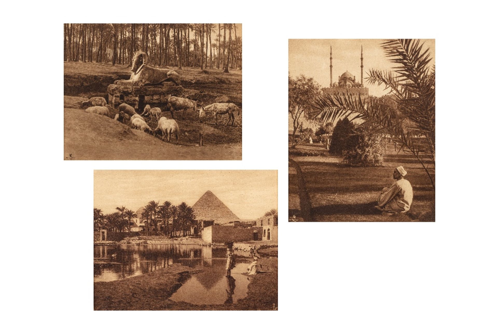 Lehnert, R. (1878-1948) & Landrock, E. (1878-1966).Trois vues d'EgypteCairo, Arab village near the