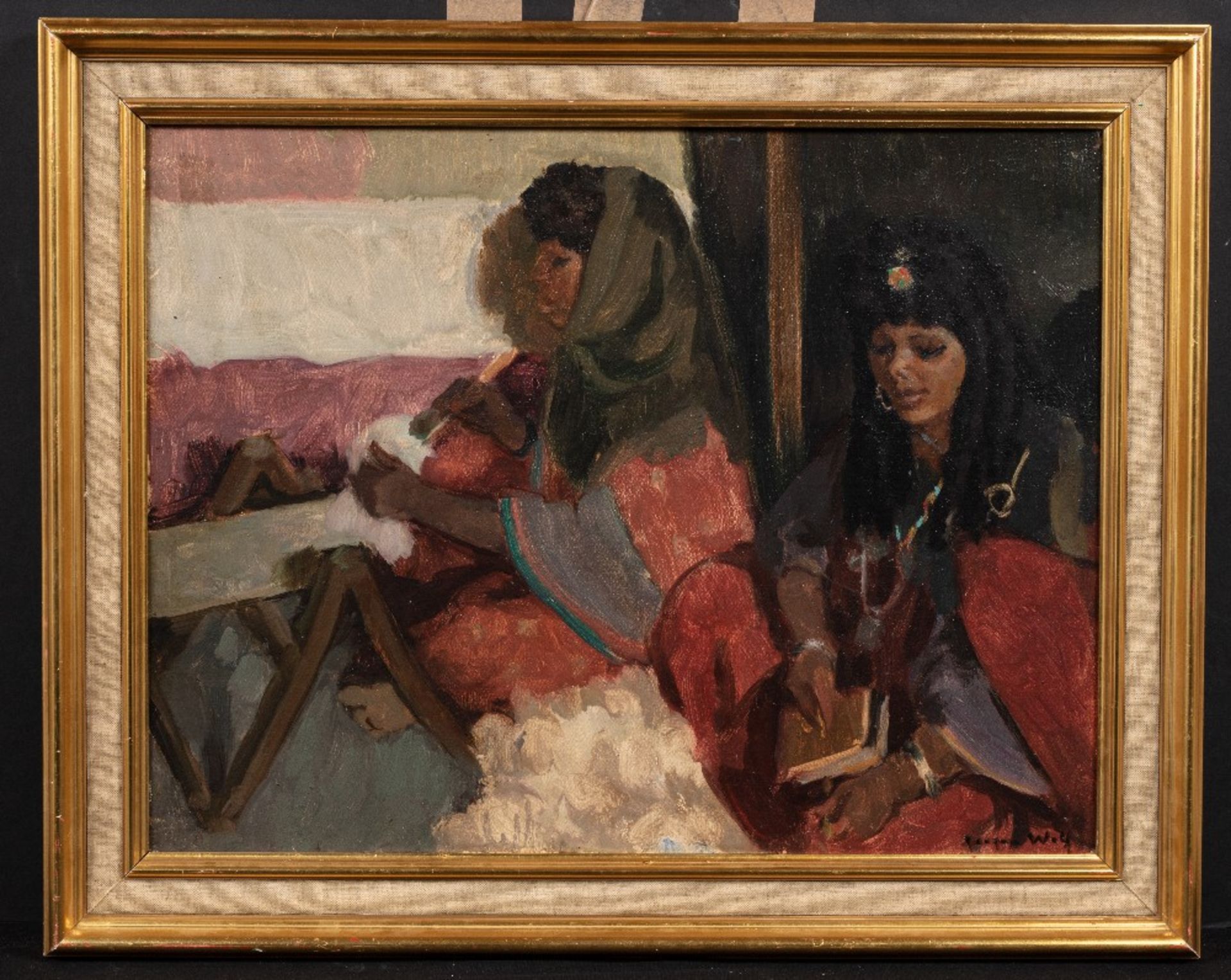 Jacques WOLF (Rouen 1896-1956)Femmes de BiskraHuile sur toile d'origine 50 x 65cm Signé en bas à - Image 2 of 3