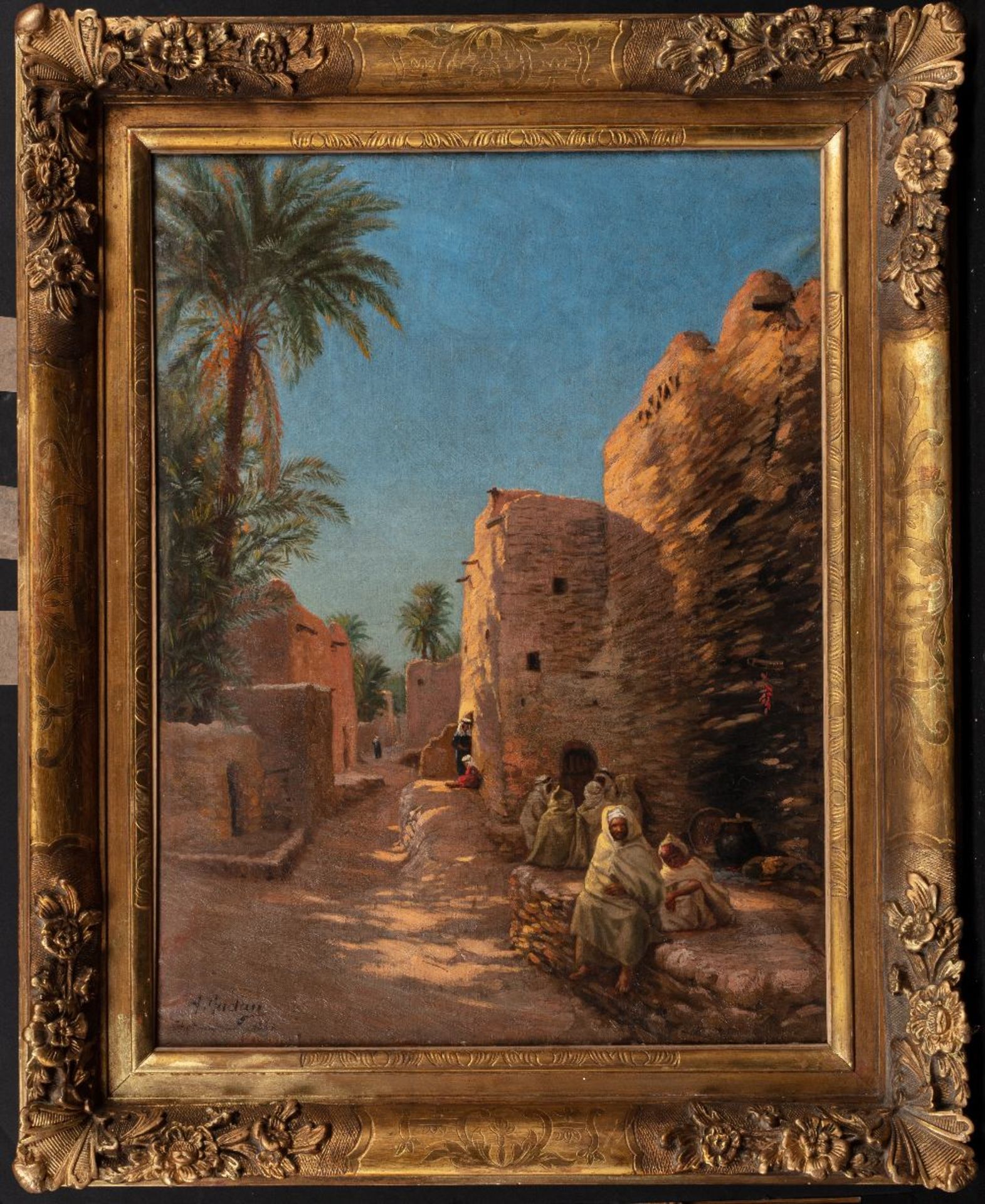 Antoine GADAN (Seurre 1854 - Bône 1934)L'oasis de Chetma, environs de BiskraHuile sur toile d' - Bild 2 aus 3