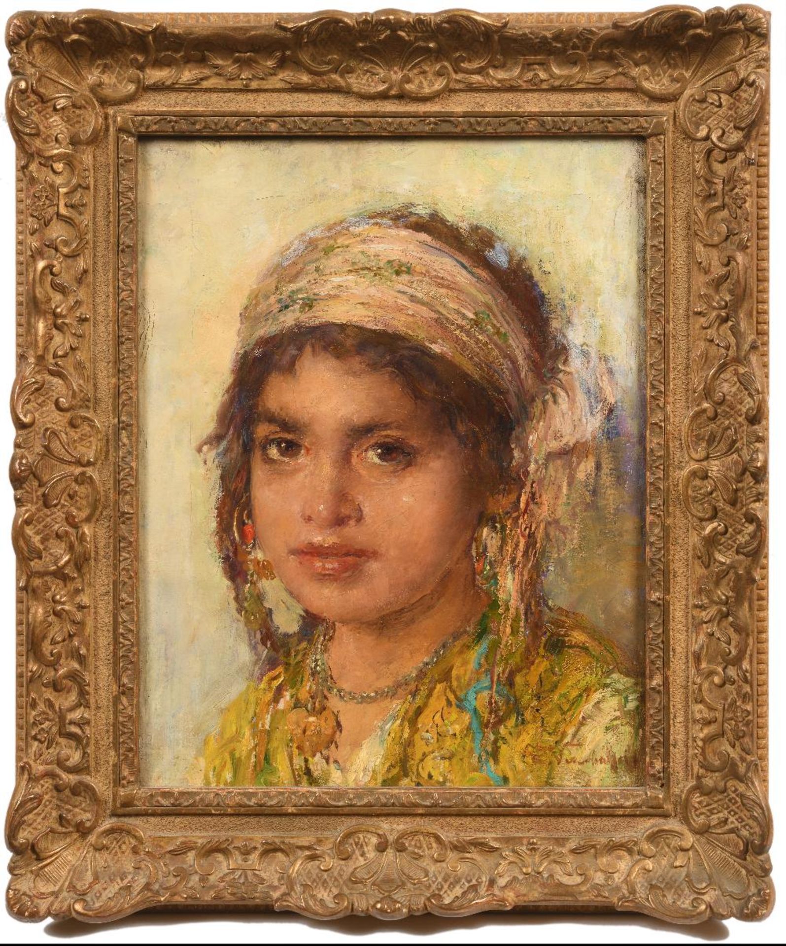 Edouard VERSCHAFFELT (Gand 1874- Bou Saâda 1955)Portrait de jeune filleHuile sur toile d'origine - Bild 2 aus 3