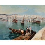 Maxime NOIRE (Guinglange 1861- Alger 1927)Dans le port d'AlgerHuile sur toile d'origine 57 x 73 cm