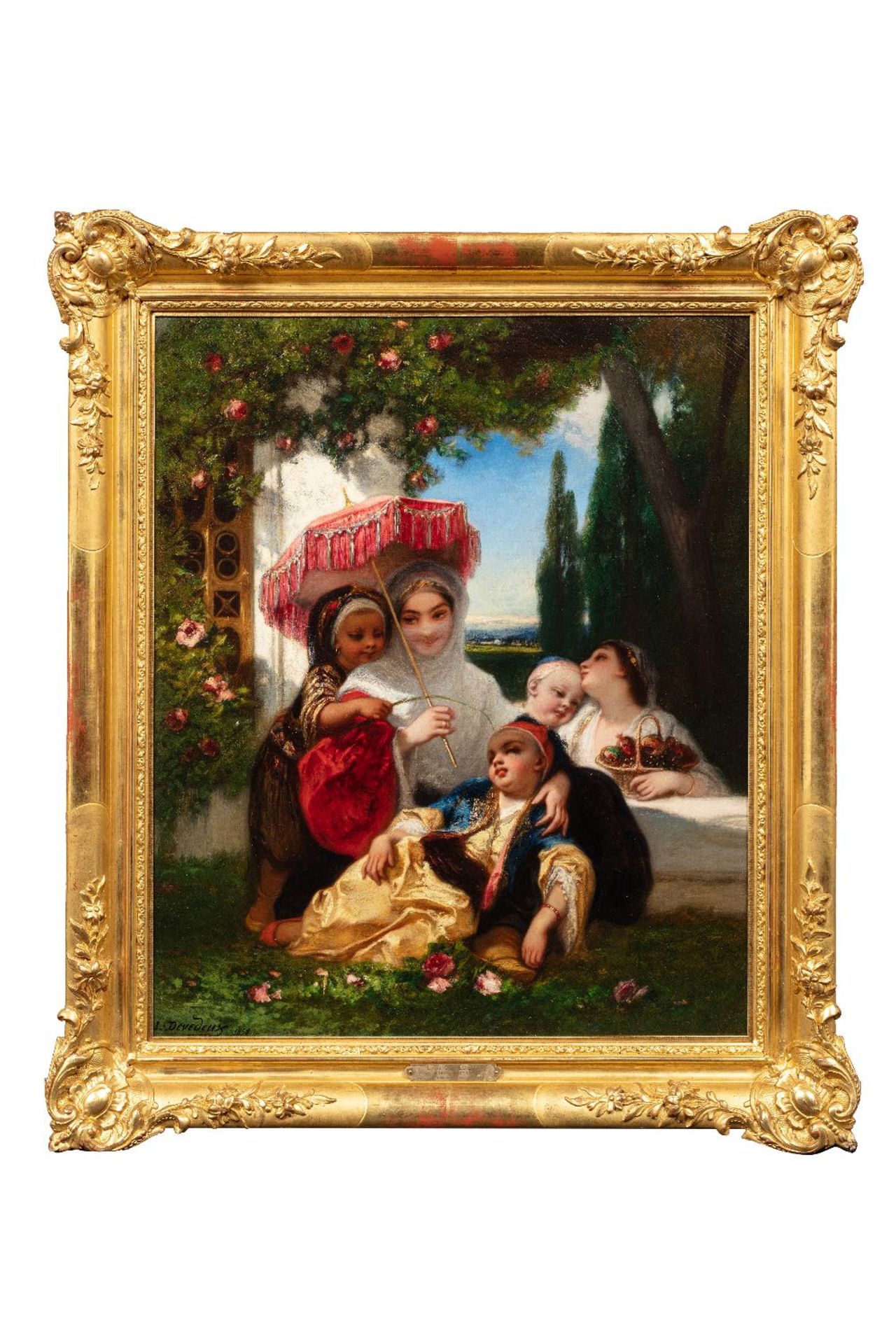 Louis DEVEDEUX (Clermond-Ferrand 1820 - Paris 1874)La princesse et ses enfantsHuile sur toile 65 x - Image 2 of 3