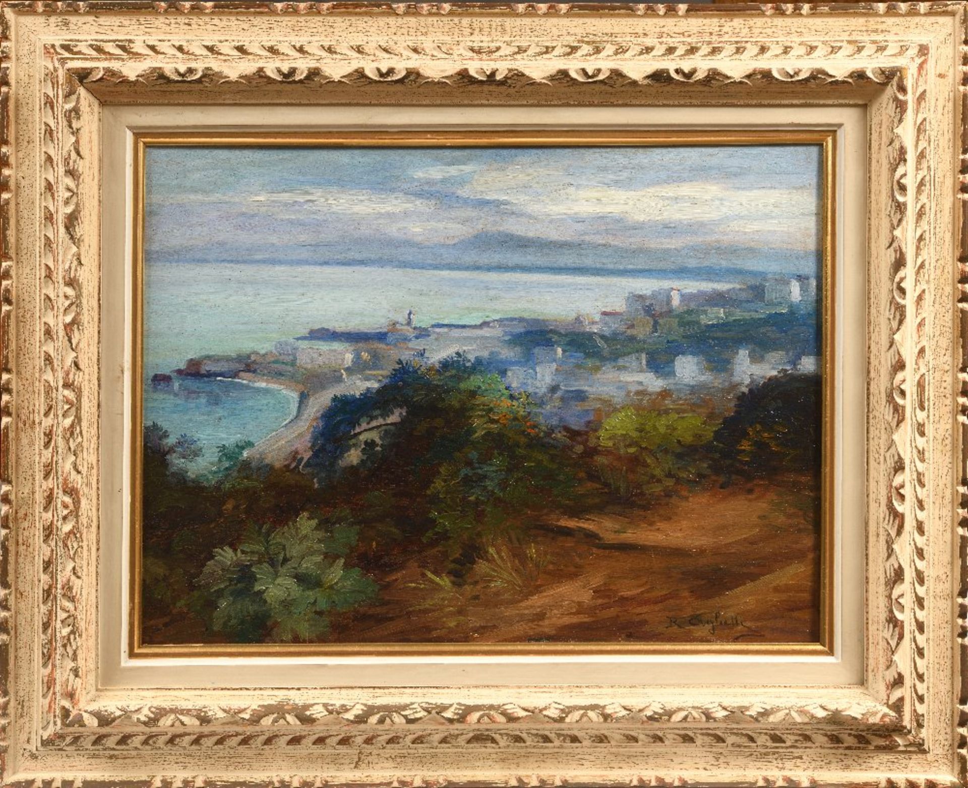 Romeo Charles AGLIETTI (1878 - 1956)La baieHuile sur panneau 44 x 59,5 cm Signé en bas à droite R - Bild 2 aus 3