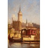 Charles-Théodore FRERE (Paris 1814 - Paris 1888)La tour de Galata, ConstantinopleHuile sur panneau