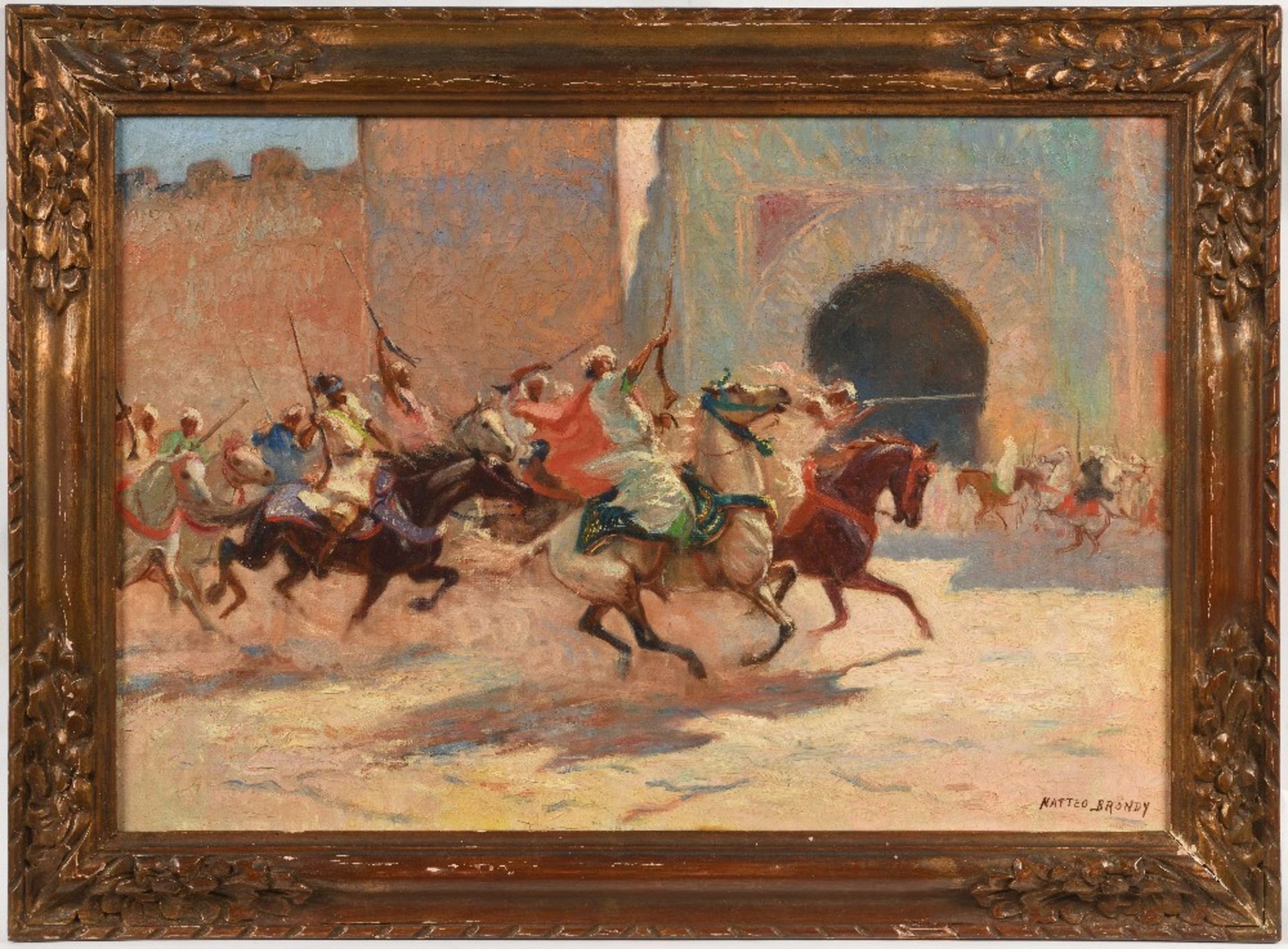 Matteo BRONDY (Paris 1866 - Meknès 1944)FantasiaHuile sur toile d'origine 38 x 55cm Signé en bas à - Bild 2 aus 3