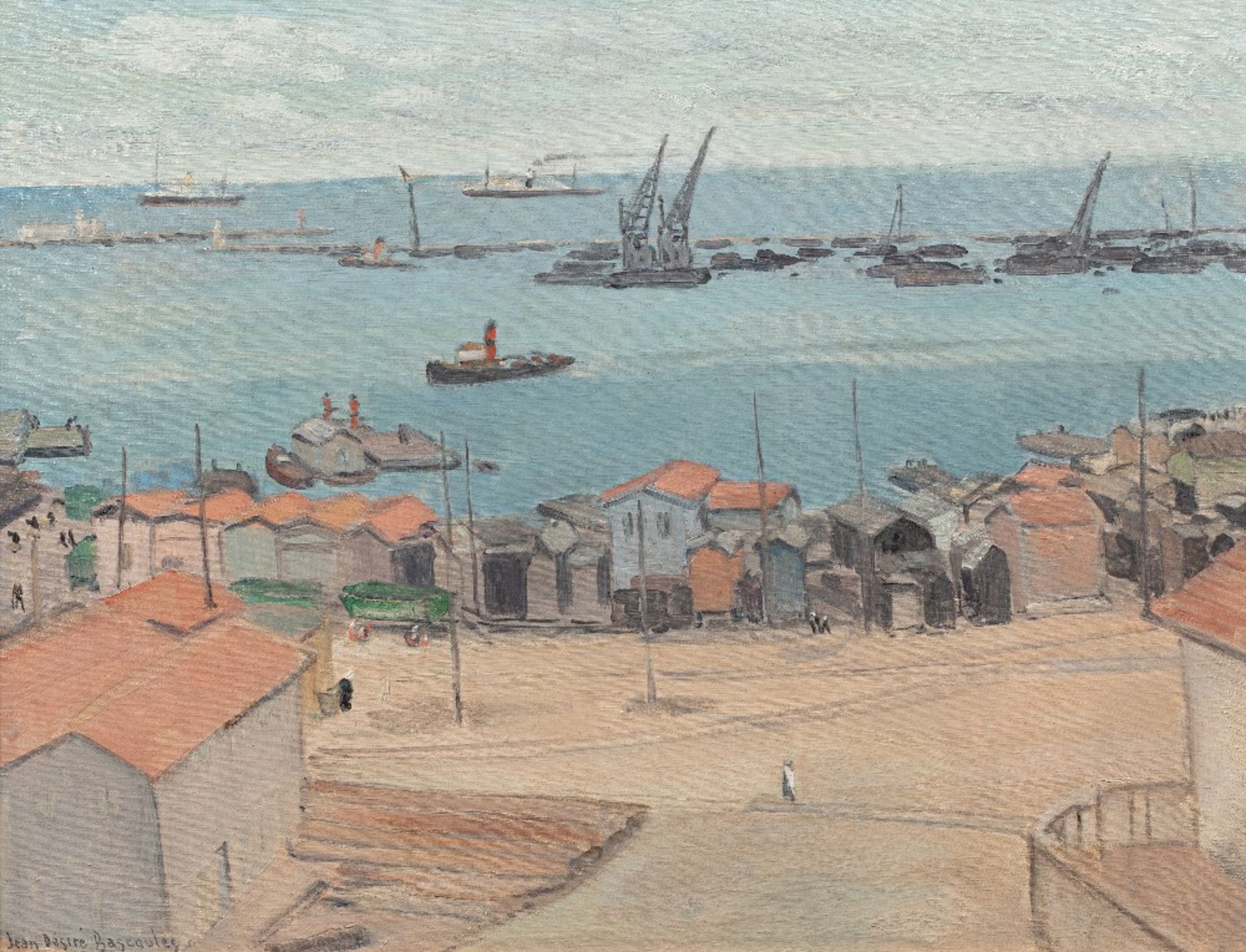 Jean Desiré BASCOULES (Perpignan 1886-Montpellier 1976)Le port d'AlgerHuile sur toile d'origine 50,5