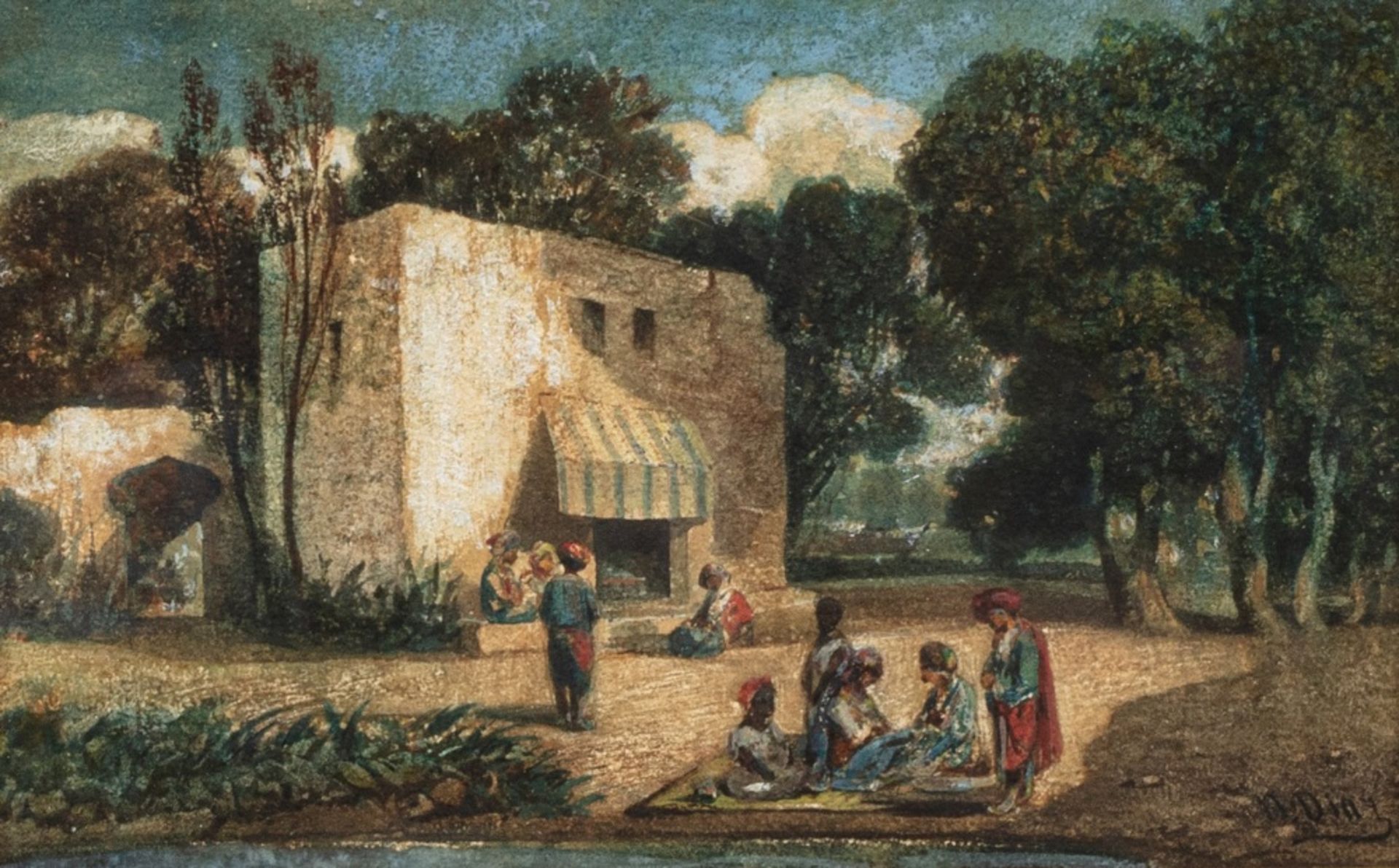 Narcisse Virgile DIAZ DE LA PENA (Bordeaux 1807-Menton 1876)Scène orientaleAquarelle 14 x 22,5 cm