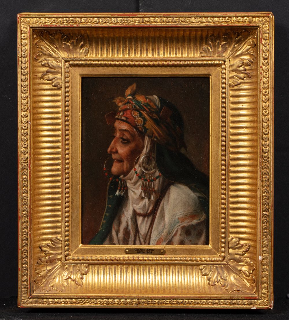 Charles BRUN (Montpellier 1826-Paris 1908)Portrait d'une ConstantinoiseHuile sur carton 22,5 x 16, - Image 2 of 3