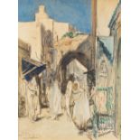 Alméry LOBEL-RICHE (Genève 1877-Paris 1950)Fès-Bali - Mzara de Moulay IdrissAquarelle sur trait de