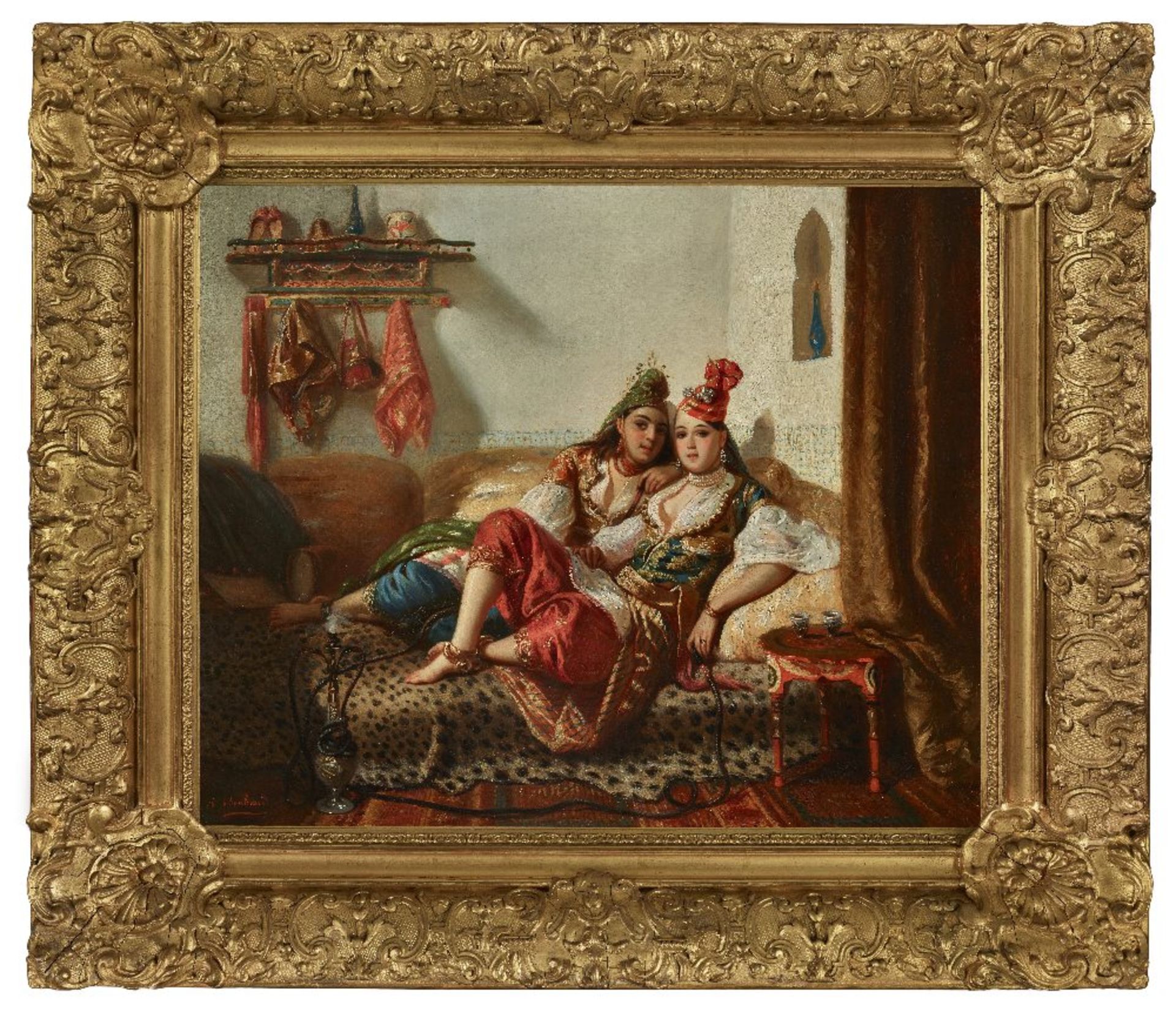 Benjamin ROUBAUD (Roquevaire 1811 - Alger 1847)Deux Orientales à AlgerHuile sur toile 46 x 56 cm - Image 2 of 3
