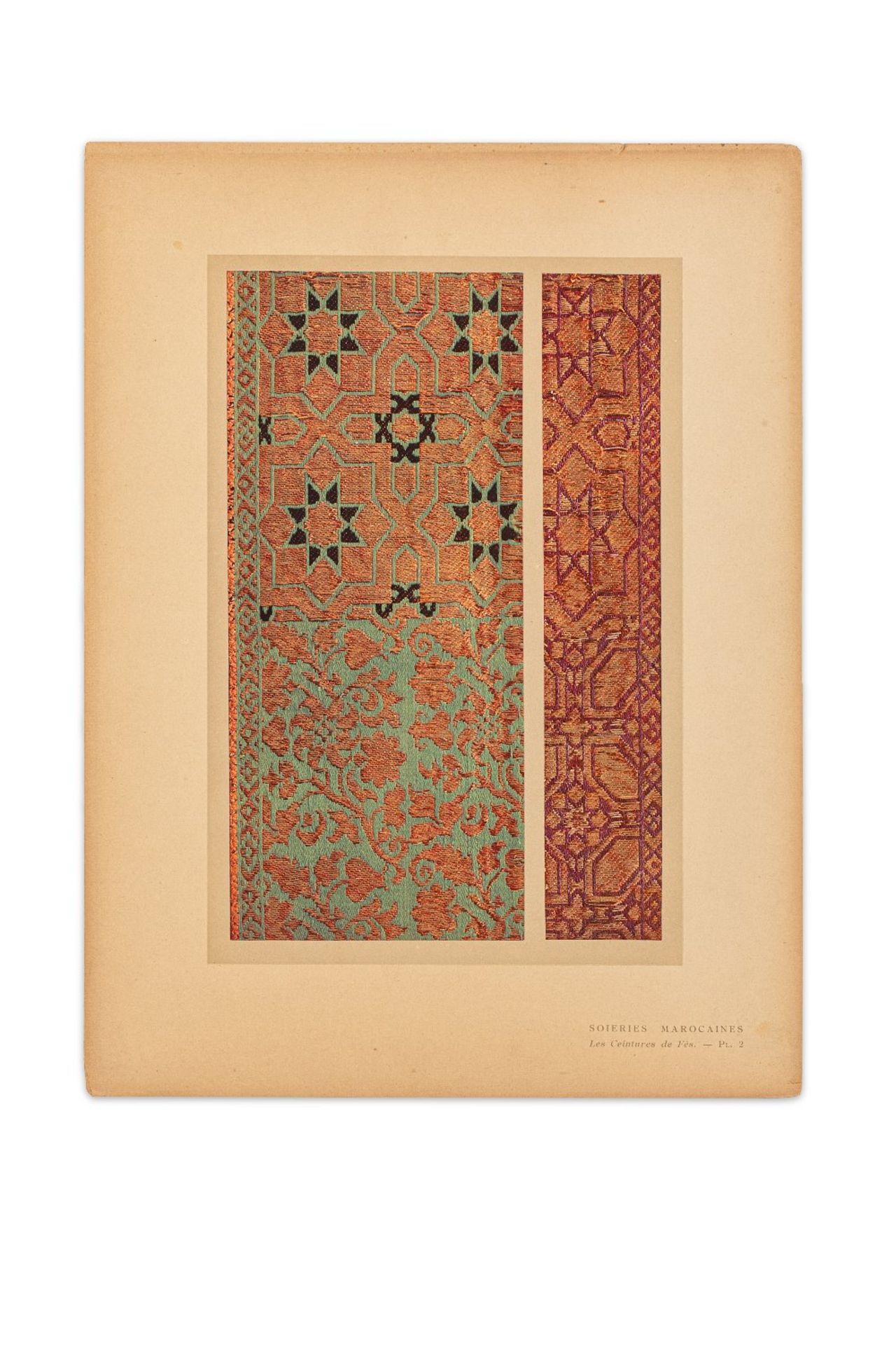 VOGEL (Lucien)Soieries marocaines : les Ceintures de Fès. Paris, Albert Lévy, sd (c. 1920).In-4 en - Image 2 of 2