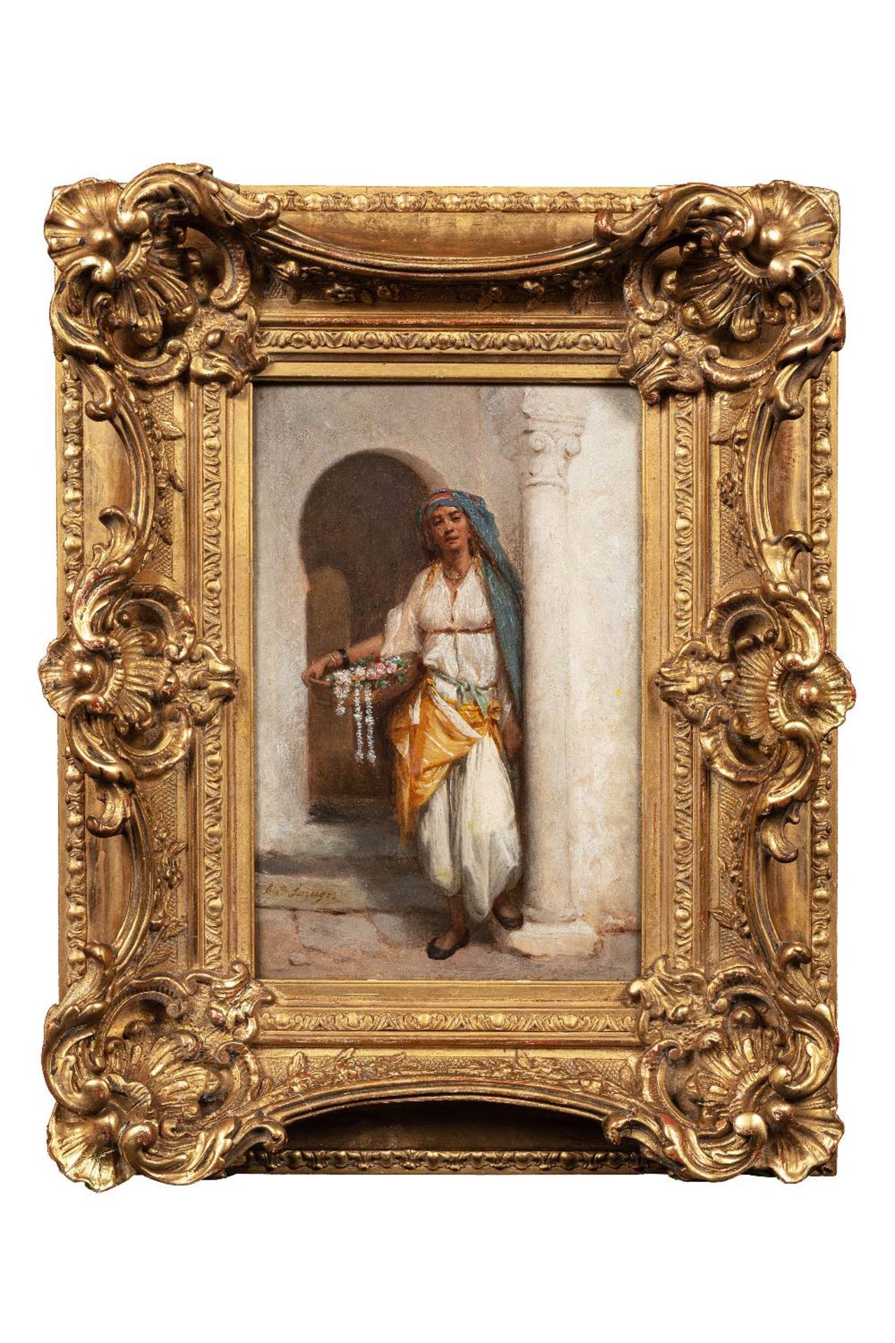 Hippolyte LAZERGES (Narbonne 1817-Mustapha 1887)Marchande de fleurs dans la kasbah d'AlgerHuile