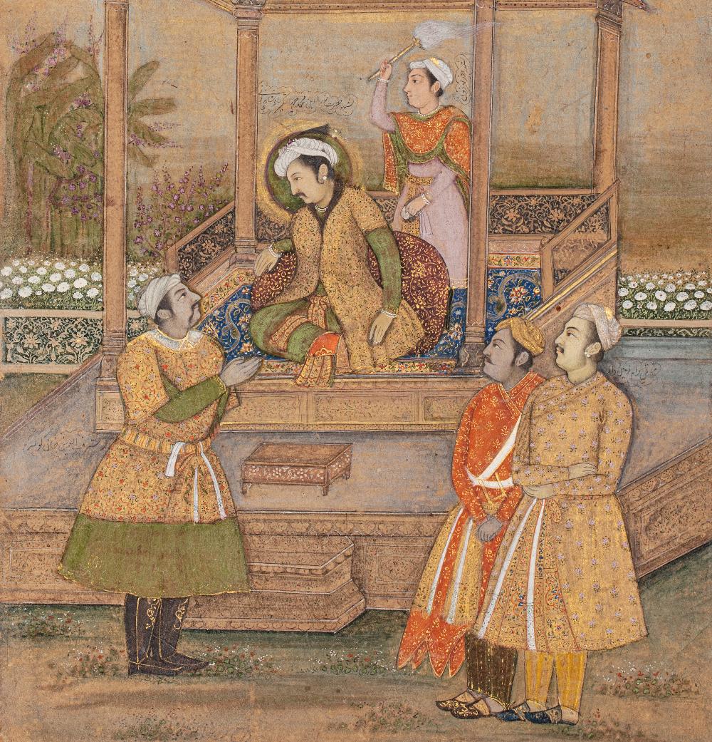 Jahangir et Qutb ad-Din Khan Koka à LahoreInde, vers 1800Gouache rehaussée d'or sur papier - Image 4 of 6