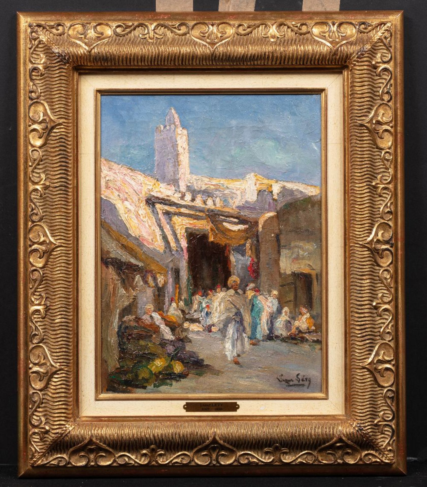 Lazare LEVY (1867- 1933)L'entrée des Souks à KairouanHuile sur toile d'origine 41 x 30,5 cm Signé en - Image 3 of 3