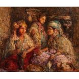 Edouard VERSCHAFFELT (Gand 1874 - Bou Saâda 1955)Les jeunes fileusesHuile sur toile 73 x 90 cm Signé