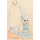 Einar JOLIN (Stokholm 1890 - 1976)Deux femmes de BiskraAquarelle et gouache sur trait de crayon 52 x