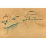 Georges CYR (Montgeron 1880 - Beyrouth 1964)Mare à La Neuville, 1931Aquarelle sur papier 32 x 48,5