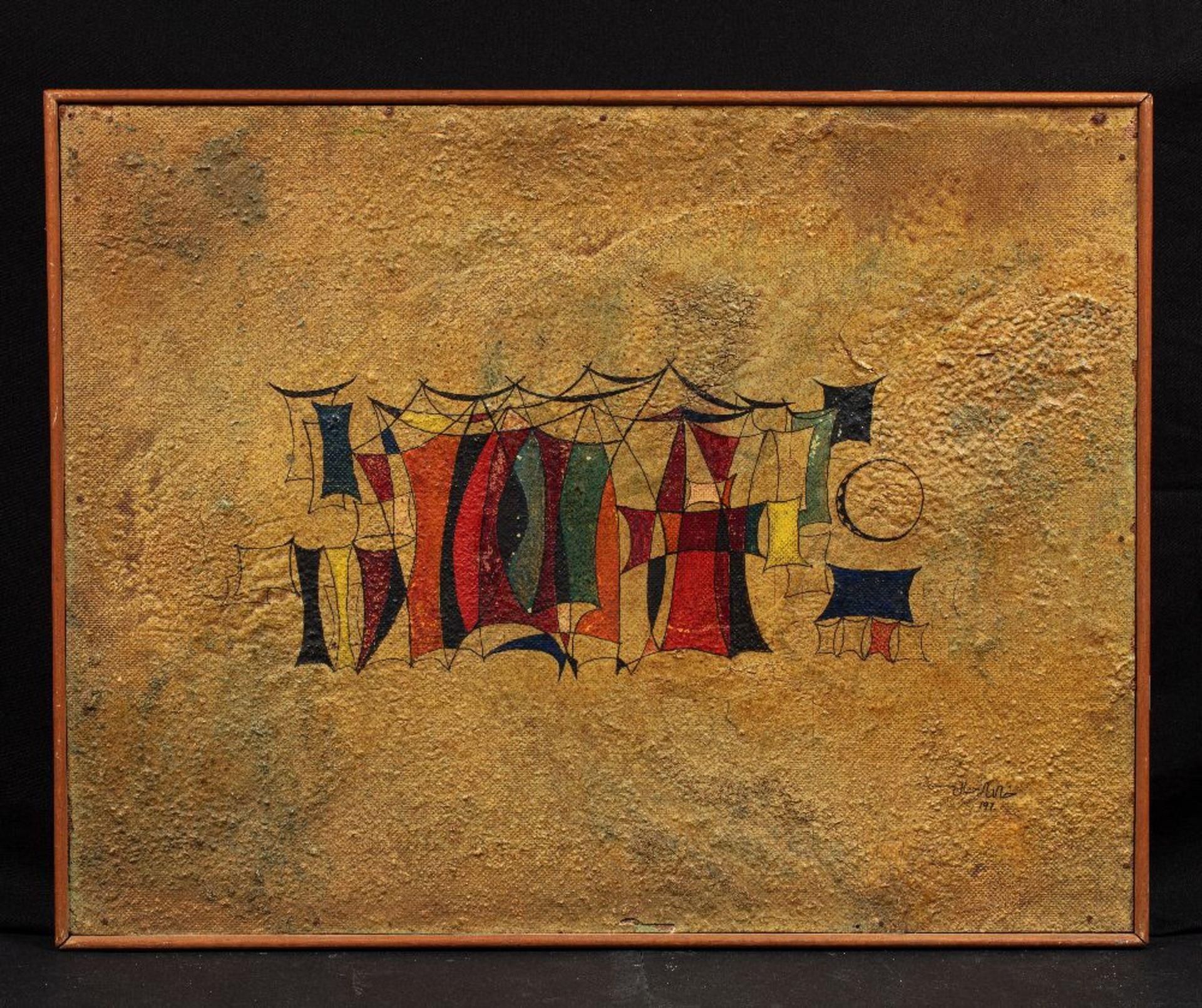 Khaled Al-Rahhal (Bagdad 1926-1987)Danse arabe (Dabkeh El Arabi), 1960Huile sur isorel 49 x 64,5 - Bild 2 aus 3