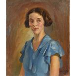 Omar ONSI (Tallet Al-Khayat 1901 - Beyrouth 1969)Portrait de femme, 1933Huile sur toile 54,5 x 65 cm