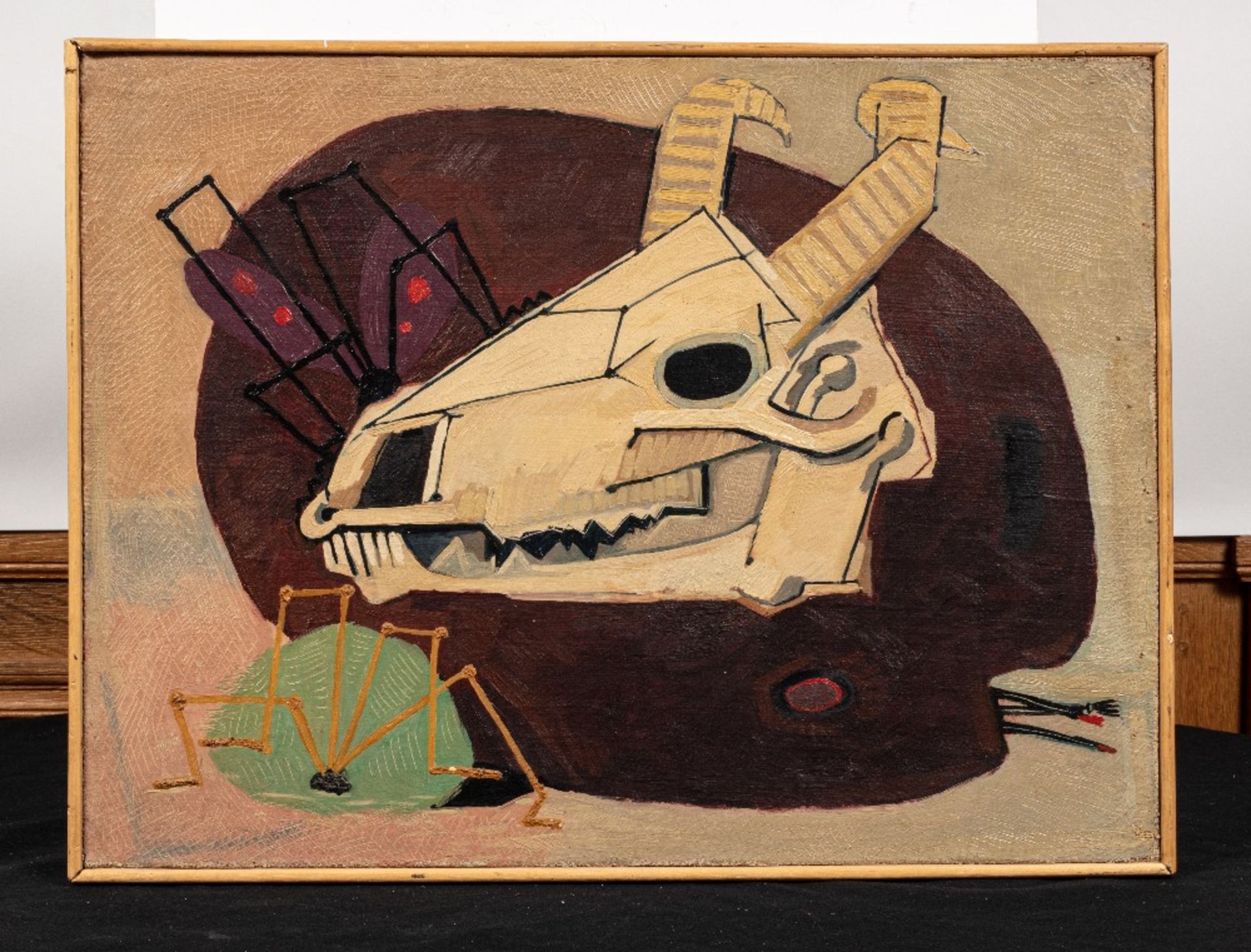 Mansour QANDRIZ (Tabriz 1936 - Téhéran 1966)Skull and Palette, 1958Huile sur toile 45 x 59,5 cm Ce - Image 3 of 4