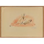 Omar ONSI (Tallet Al-Khayat 1901 - Beyrouth 1969)GazelleAquarelle sur papier 30 x 40 cm Signé en bas