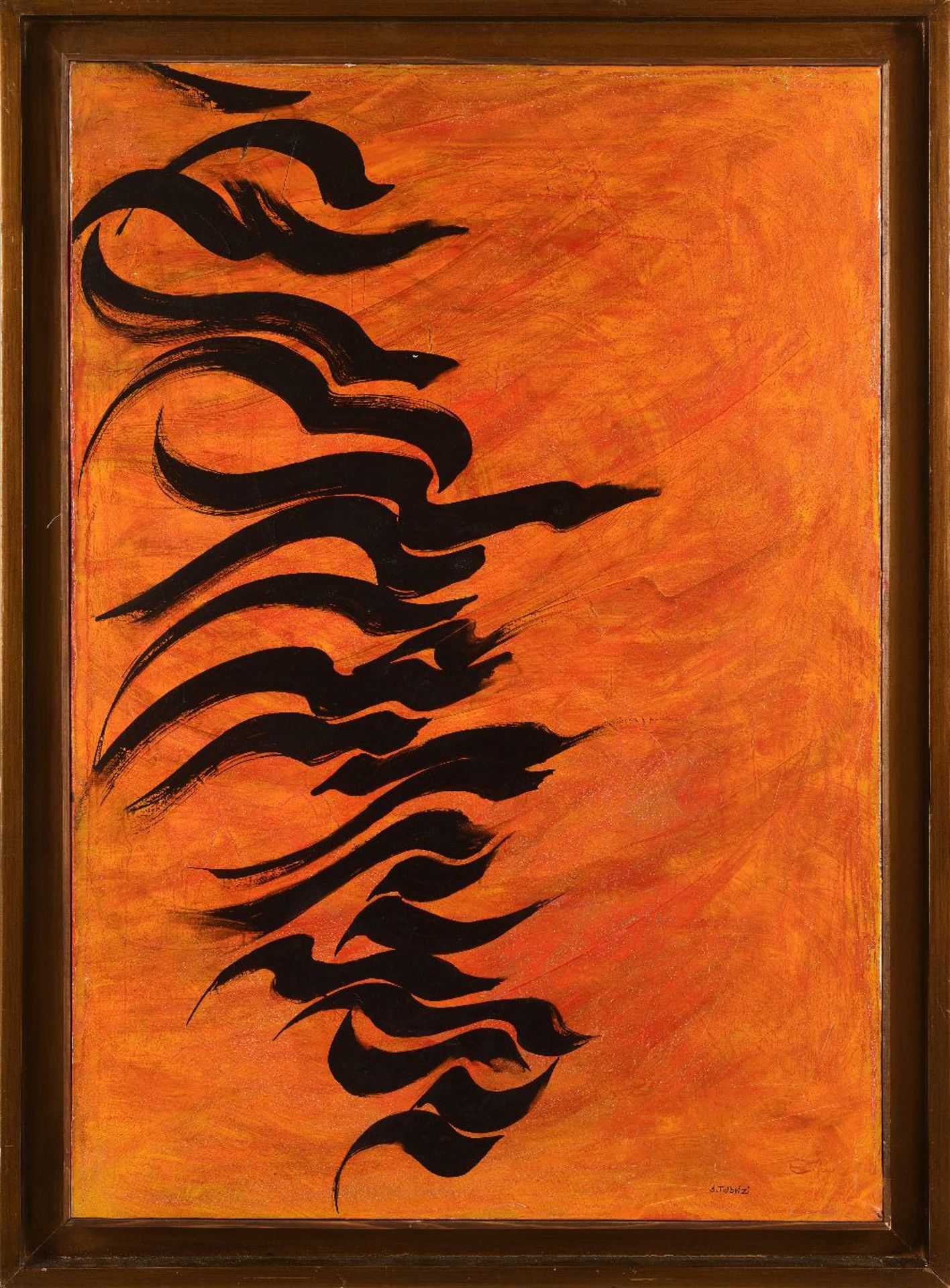 Sadegh TABRIZI (Téhéran 1938-2017)Sans titre, 2006Encre sur toile signée en bas à droite 100 x 70 cm