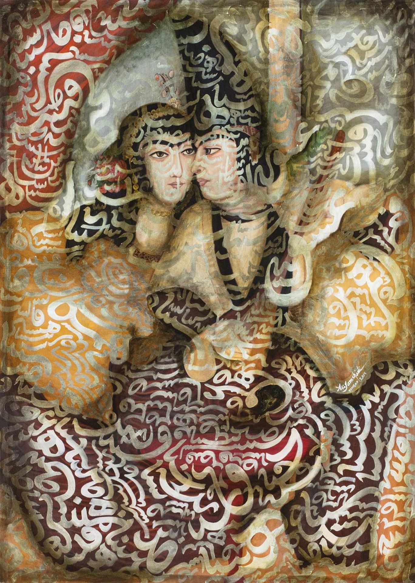 Ali JAMSHIDI (Téhéran 1965)Eshgh "Amour", 2014Huile sur toile 176 x 126 cm Provenance : Collection