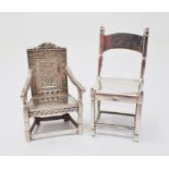 An Edward VII silver miniature Wainscot Chair, Birmingham 1909, maker: Levi & Solomon, and a plain