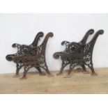 Two pairs of cast iron Garden Bench Ends with rosette and leafage design