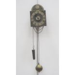 A small lantern type Wall Clock, the arch to the brass dial inscribed Benjamin Cotton, Hurley,