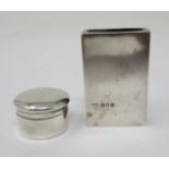 A Victorian silver small circular Pill Box, Birmingham 1898, and a Matchbox Holder, Birmingham 1908