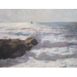JULIUS OLSSON R.A. (1864-1942). Breakers on a Shore, signed, 'Julius Olsson' (lower left) and