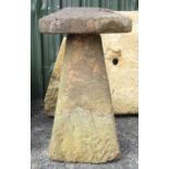 An antique sandstone Staddle Stone 3ft 1in H x 1ft 10in D