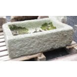 An antique stone rectangular Trough 2ft 5in W x 1ft 8in D x 9in H