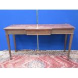 A 19th Century mahogany breakfront Serving Table with fluted squared tapering supports and spade