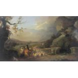 ATTRIBUTED TO PHILIP JAMES DE LOUTHERBOURG, R.A., (1740-1812). An extensive landscape with figures