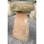 An antique sandstone Staddle Stone 2ft 11in H x 1ft 8in D